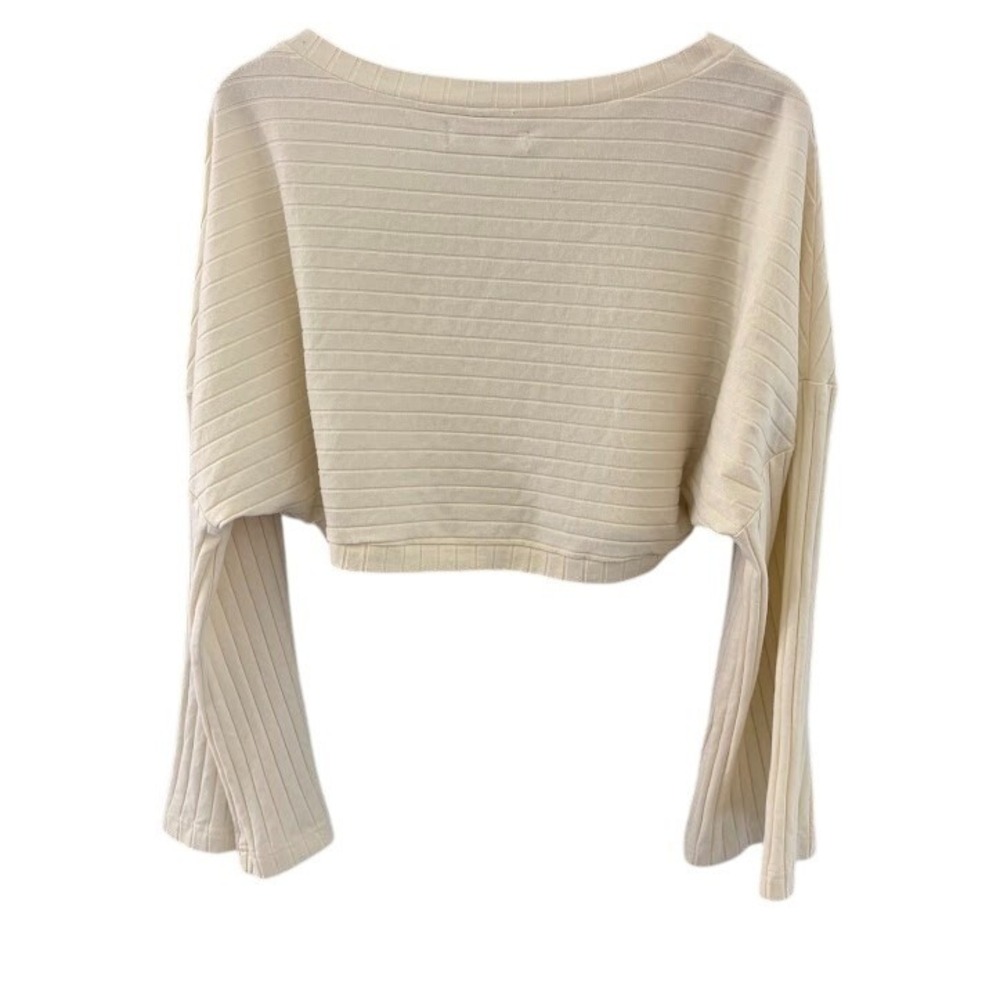 Urban Outfitters Size Large Off White Cropped Top Long Bell Sleeves Oversized